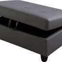 Ottoman Storage Ottoman Bench Semi PU Synthetic Leather Footrest Footstool with Hinged Lid for Living Room, Bedroom, Entryway, Dark Grey, 35"X23.5"X17.5"