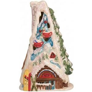Blue Sky Clayworks Mountain Top Coffee Shop Candle House, 5.75" L x 4.75" W x 8.75" H