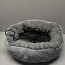 INVENHO Heated Cat Beds for Indoor Cats and Small Dogs, 20" Cozy Donut Heated Pet Bed with Timer & Temp Adjustable, Removable Waterproof Electric Warming Bed for Indoor Cat (Grey)