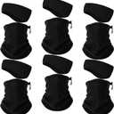 SATINIOR 12 Pcs Winter Neck Gaiters Fleece Neck Warmer Drawstring Thermal Face Scarf Ear Warmers Headband Head Wrap Ear Muff (Classic Black)