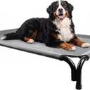 Raised Dog Bed for Large Dogs, Heavy Duty Washable Dog Bed for Indoor Outdoor Use, Extra Large Dog Cot with Dual-Tube Support, Breathable Pet Bed Mesh, Chew-Resistant, 49" x 31" x 8", Grey