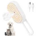 2 x Cat Steam Brush for Shedding, Self Cleaning Steamy 3 in 1, Spray Silicone Massage Comb, Hair Removal Tool with Handle Multifunctional Grooming Brush for Cats Dogs (White)