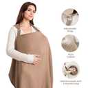 Konssy Muslin Nursing Cover for Baby Breastfeeding, Breathable 100% Cotton Breastfeeding Cover with Rigid Hoop for Mother Nursing Apron, Multi-use Carseat Canopy (Brown)