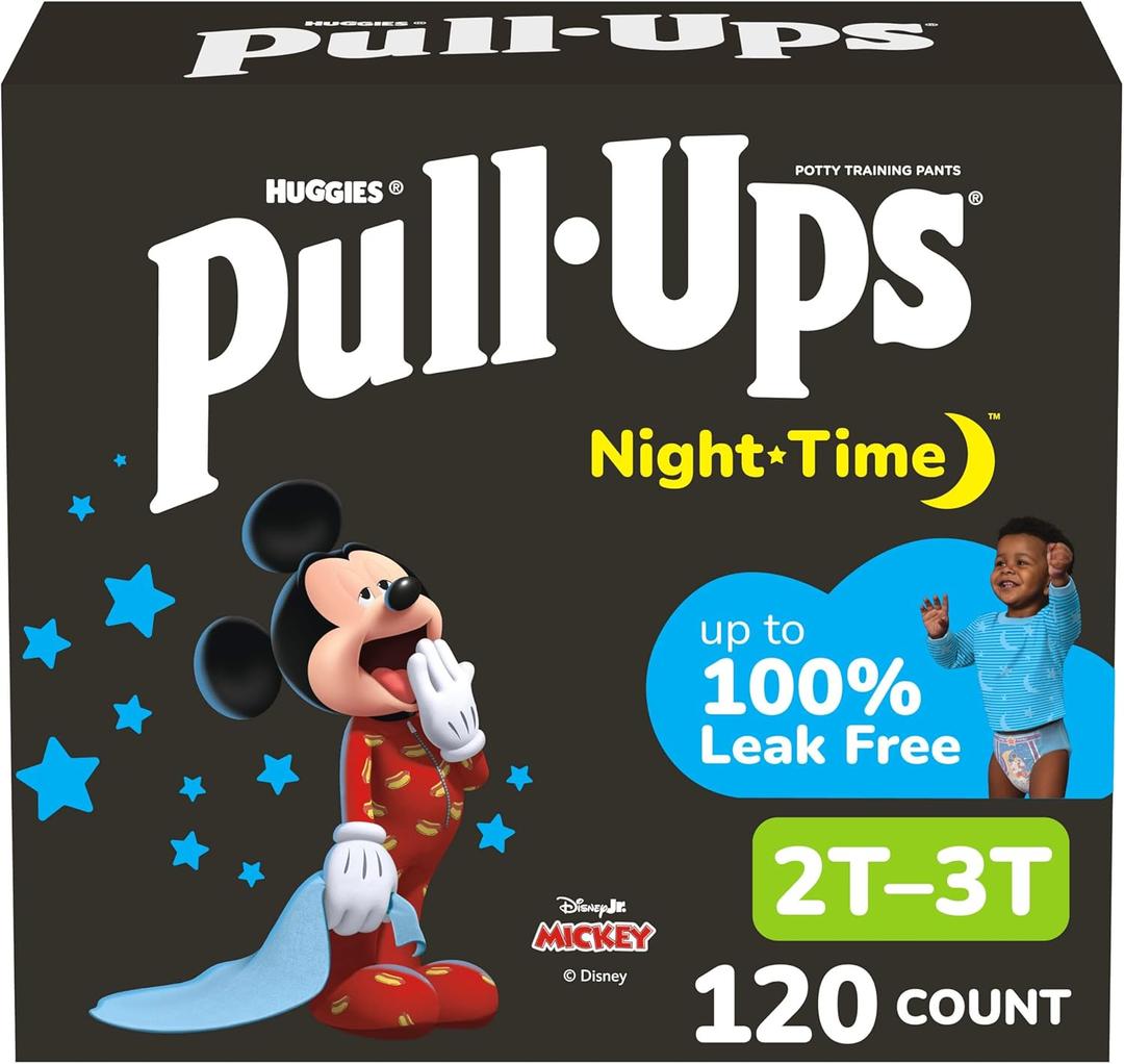 Pull-Ups Boys' Night-Time Potty Training Pants, Size 2T-3T Overnight Training Underwear (16-34 lbs),120 Ct