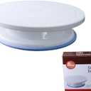 Rotating Cake Turntable Stand with Non Slip Pad, 11 Inch Revolving Turn Table Top for Pastries Cookies Cupcakes Decorating, Rotary Round Cake Display Stand Supplies Kit (White)