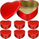 Blulu 6 Pcs Valentine's Day Heart Shaped Metal Tins with Lids 4.72" x 4.33" Valentine Candy Boxes Biscuits Jar Empty Jar Heart Metal Container for Valentines Gift Party Favors (Red)