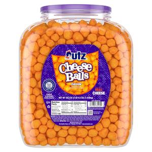 Utz Cheese Balls Barrel, Tasty Snack Baked with Real Cheddar Cheese, Delightfully Poppable Party Snack, Gluten, Cholesterol and Trans-Fat Free, Kosher Certified, 36.5 Oz (EXP 08/17/26)