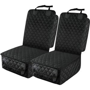 PETICON Waterproof Front Seat Car Cover 2 Pack, Full Protection Dog Car Seat Cover with Side Flaps, Nonslip Scratchproof Captain Chair Seat Cover Fits for Cars, Trucks, SUVs, Jeep, Black