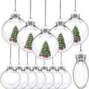 KIMOBER 12PCS Plastic Discs Ornaments,3.9 Inch Clear Flat Sphere Fillable Hanging Ornament Ball for DIY Craft Xmas Tree Decoration