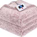Sealy Electric Blanket Full Size, Soft Sherpa Heated Blanket Single Control with 10 Heating Levels & 1 to 12 Hours AutoOff Settings OverHeated Protection 80"x84" Machine Washable, Rust Red