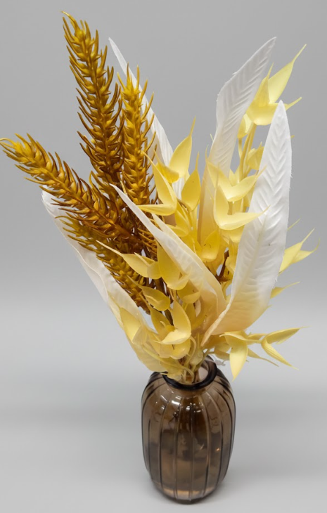 HH Harvest Floral In Glass Vase Tan