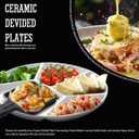 Artestia Fondue Plates Divided 5-Sections Round Ceramic Dinner Plates Set of 4, Chip & Dip Serving Trays Perfect for Serving Fondue Food, Sauces and Condiments