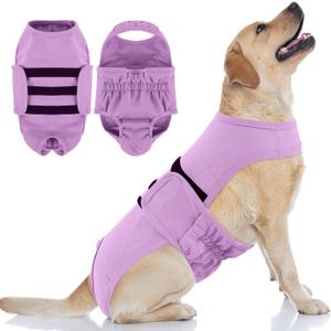 PUMYPOREITY Dog Diaper with Suspender, Escape-Proof Anti-Harassment Garment for Heat Cycle, Incontinence, Puppy Training, Senior Dog, L, Purple