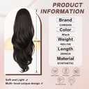 Ponytail Extension, Drawstring Ponytail Extension for Women 26 Inch Long Dark Brown Wavy Layered Pony Tails Hair Extensions Synthetic Clip in Ponytail Hairpiece for Women