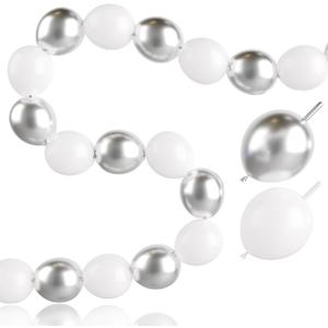 White Silver Linking Balloons 100pcs 6 Inch Link Balloons