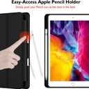 iMieet iPad 9.7 Case (2018/2017 Model, 6th/5th Generation), Smart Cover with Pencil Holder and Soft Baby Skin Silicone Back and Full Body Protection, Auto Wake/Sleep Cover (Black)