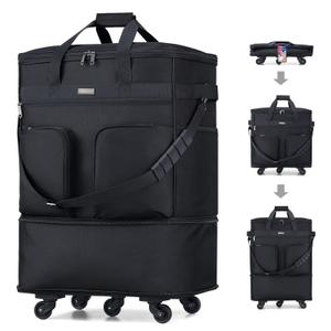 Hanke Suitcases with Wheels Expandable Foldable Luggage Bag Suitcase Collapsible Rolling Travel Bag Duffel Bag for Men Women Lightweight Suitcases,Black