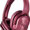 ZIHNIC Active Noise Cancelling Headphones, 40H Playtime Wireless Bluetooth Headset with Deep Bass Hi-Fi Stereo Sound, Comfortable Earpads for Travel/Home/Office (Red)