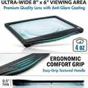 MagniPros 5X Rechargeable Large Ultra Bright LED Page Magnifier with Anti-Glare Lens & 3 Color Dimmable Light Modes, Relieve Eye Strain- Ideal for Reading Small Prints, Low Vision, Seniors