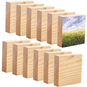 YOUEON 12 Pack Unfinished Wood Blocks for Art and Crafts, 4 X 4 X 1 Inch MDF Wood Board Wooden Square Blocks Craft Panels, Great for Crafts, Painting, DIY Projects, Carving, Engraving