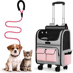 MGB Foldable Rolling Pet Carrier with Wheels Pink (Not for Airline)