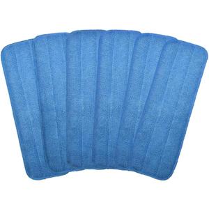 Microfiber Replacement Mop Pad, 18" x 6" Wet & Dry Home & Commercial Cleaning Refills, Reusable Floor Mop Pads (6 Pack) Blue