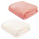 BYKOSY 2 Pcs Flanne Fleece Throw Blanket for Bed Couch Large Soft Blanket Winter Warm Lightweight Throw,Gifts for Girls Boys Teens, (Pink,Beige,50x60 Inch)