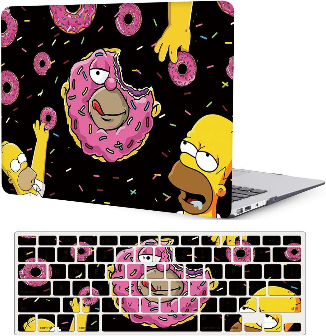 Laptop Case Compatible with New MacBook Air 13 Inch Case 2020 2019 2018 Release A2337 M1 A2179 A1932 with Retina Display & Touch ID, Plastic Hard Shell Case & Keyboard Cover Skin - Donut