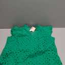 BTFBM Women's Sleeveless Button Down Shirts Ruffle V Neck Casual Hollow Out Eyelet Tops Boho Summer Vacation Blouse 2025 (Medium, Green)