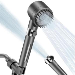Luxsego High Pressure Shower Heads with Scalp Massager Shampoo Brush for Skin & Hair Care, Filtered Shower Head with Handheld Sprayer Soften Hard Water, 3 Settings 4 in 1 Detachable Showerhead Set (Gray)