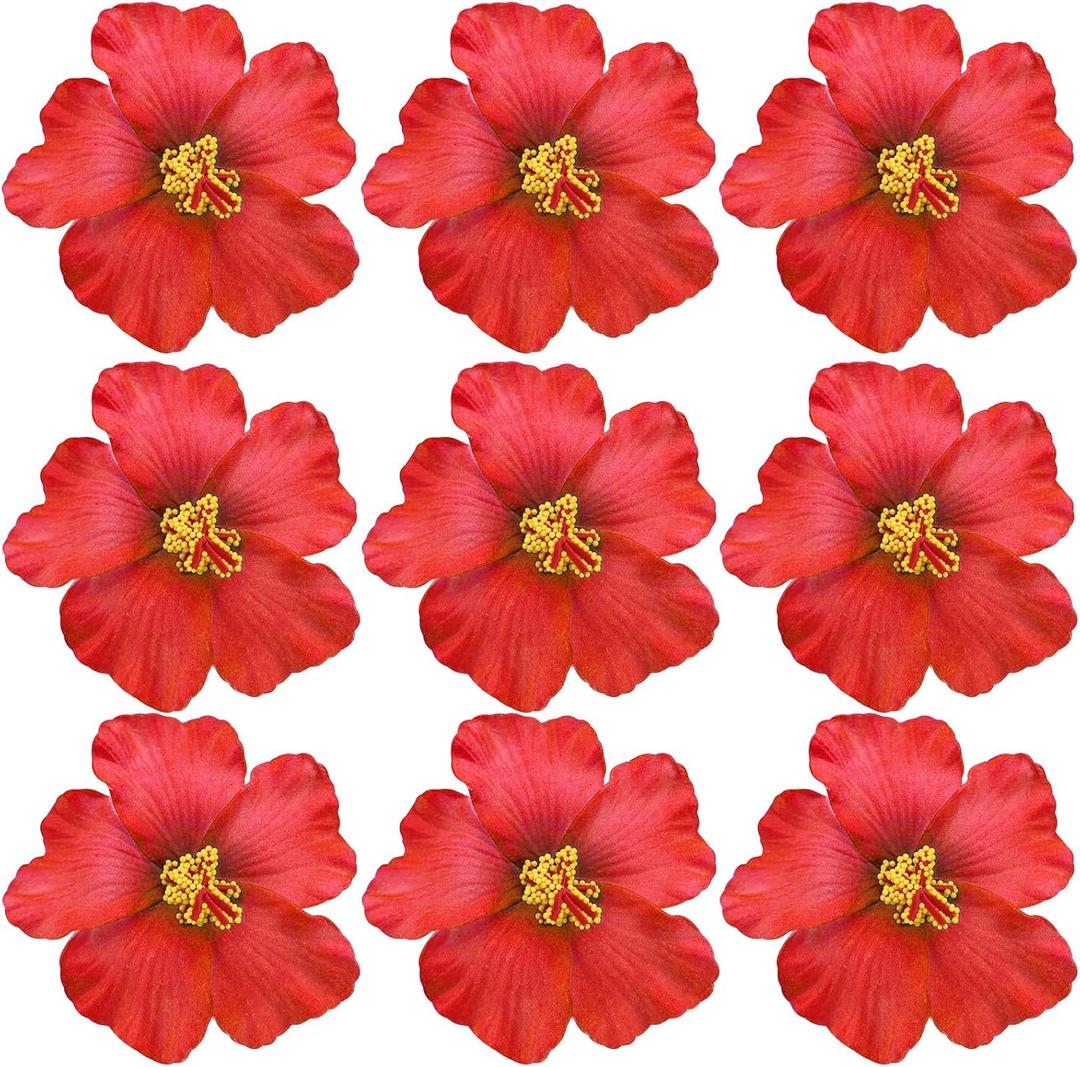 20PCS Red Hawaiian Faux Flowers Hibiscus Flowers Hawaii Party Summer Party DIY Foam Hibiscus Flower for Tabletop Decoration Favors Supplies (No Clip)