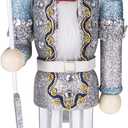 Merry Christmas Co. 14 Inch Traditional Wooden Nutcracker, Festive Holiday Tabletop Dcor, Snow King