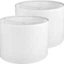 Drum Lamp Shades Set of 2, White Line Lamp Shades for Table Lamps Floor Lamp, 13" Top X 13" Bottom X 10" High Large Fabric Lamp Shades, Easy Assembly Replacement Lampshades