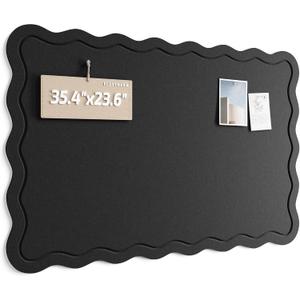 Fluxynara Scalloped Felt Bulletin Board, 35.4"x23.6", Black