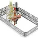 ELLDOO Perfume & Makeup Mirror Tray - Silver Metal Organizer for Dresser & Bathroom Countertop, Hollow-Carved Design Jewelry Storage Large Size 13.8" x 7.9" (13.8" x 7.9" x 2")