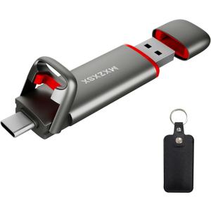 1t USB Flash Drive, Up to 550MB/s External SSD Thumb Drive, USB 3.2 + Type C, for iPhone15/16/17, Android Phone, PS4/PS5/MacBook/iPad/Smart TV, Zinc Alloy Body
