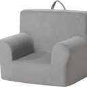 Getifun Toddler Sofa Couch, Comfy Velvet Toddler Foam Sofa Chair, Soft Baby Foldable Armchair for Boys and Girls (Gray) (Grey)