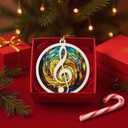 Music Lover Ornament  Acrylic Wooden Christmas Tree Keepsake for Teachers, Piano Fans, Teacher Gifts, Retro Christmas Decor, Music Notes Decoration