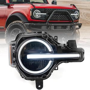 Right Full LED Headlight for Ford Bronco 2021 2022 2023 2024 2025, RH Headlamp Assembly Projector OE Factory Style Replacement for M2DZ13008G Passenger Side