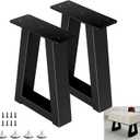 12 Inch Trapezoid Metal Table Legs, DIY Furniture Legs for Coffee Table, Bench Stool Feets Cabinet Chairs Feet Set of 2, Including Screws and Adjustable Feet Pads, Black