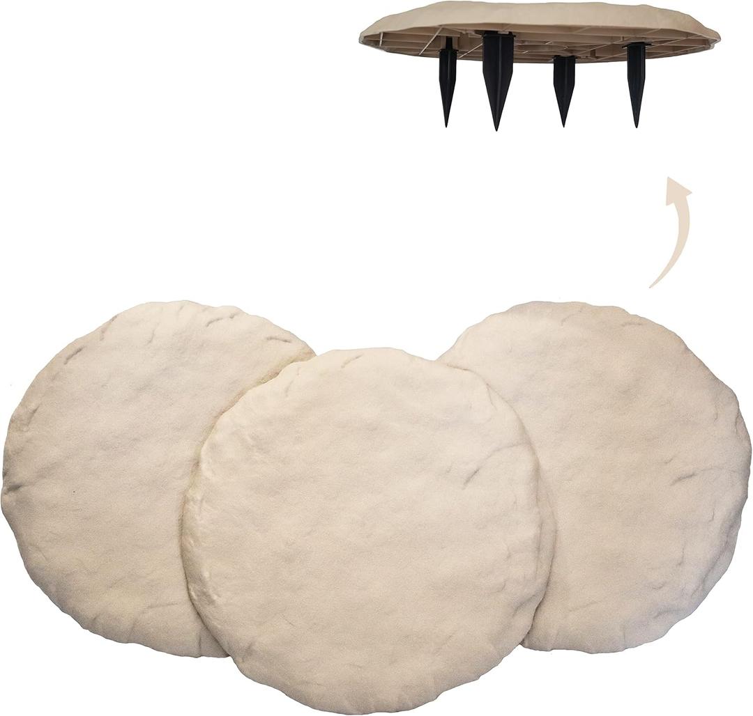 Ei Circular 15.5 Stepping Stones with Ground Stakes - Home or Garden Step Stones for Outdoor Walkway or Pathway Pavers - Resin Material (4, Beige Limestone)