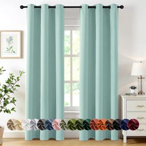 MIULEE Aqua Blackout Curtains for Bedroom Living Room 72 Inches Long 2 Panels, Thermal Insulated Room Darkening Drapes Grommet Noise Reducing Light Blocking Window Treatments 40x72 Inch