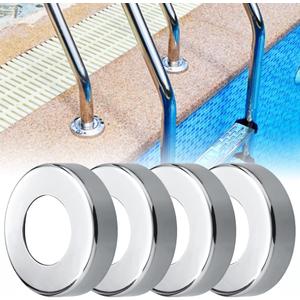 4PCS 304 Stainless Steel Pool Ladder Escutcheon Plates, Fits for 1.9" Diameter Tubing Swimming Pool Handrail, Pool Handrail Covers for Inground Pools or Spa Handrail