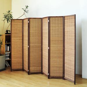 6 Panel Bamboo Room Divider Screen,5.6 FT Tall Bamboo Divider Folding Panel Screen,Freestanding Panel Divider for Room Seperation,Brown