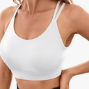 Womens Sports Bras High Support Yoga Bra Criss Cross Back Workout Tank Tops, White, Medium