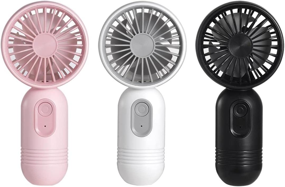 VanSmaGo [Portable Mini Fan 3-pack] Handheld Personal Small Fan with 3-speed for Travel, USB Rechargeable Battery Operated Eyelash Fan, Black&White&Pink, F33 Pink&white&black