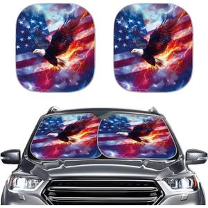 Eagle Flag 2 Pieces Car Windshield Sunshade Foldable Automotive Sunshade Protector Windshield Cover for Most Truck SUV Eagle Flag 2 Pieces Car Windshield Sunshade Foldable Automotive Sunshade Protector Windshield Cover for Most Truck SUV