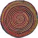 Trade Star Beautiful Round Braided Rug 28" Decorative Floor Mat Handmade Carpet Assorted Decor Reversible Outdoor Indian Rug Fall Decor Floor Multi Color Rug for Living Room