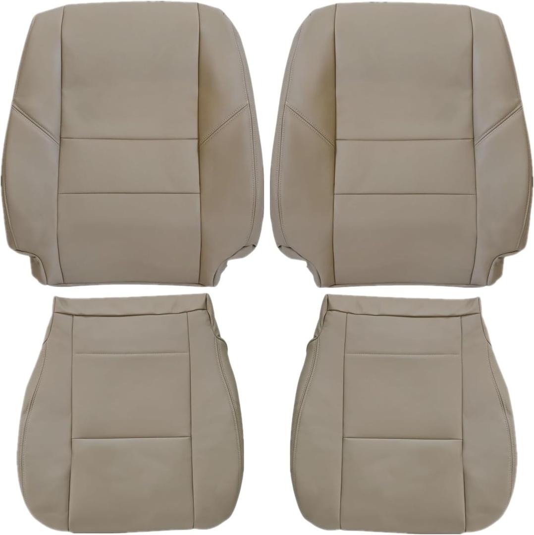 NLQR Front Driver and Passenger Side Bottom & Top Back Replacement Seat Covers Microfiber Leather Tan Compatible with Toyota Sequoia Tundra 2000 2001 2002 2003 2004 2005 2006