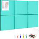 Large Cork Board 36" x 24", 6 Pack Felt Bulletin Board, Pin Boards | Includes Pushpins & Self-Adhesive Strips, Felt Wall Tiles Notice Boards for Walls Office Home School Decor - Lake Blue
